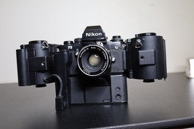 Nikon F3 HP 35mm camera w MF-4 250 Back & MD-4 + Nikkor-H 50mm AI