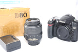 Nikon D80 10.2MP DSLR Camera w/ Box, Manual, 18-55mm AF-S ED G Lens - EXCELLENT