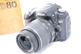 Nikon D80 10.2MP DSLR Camera w/ Box, Manual, 18-55mm AF-S ED G Lens - EXCELLENT