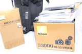 Nikon D3000 DSLR w 18-55mm & 55-200mm VR AF-S G ED lenses - BRAND NEW