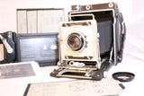 Graflex Crown Graphic 4x5 camera 135mm Schneider 4.7 & Polaroid 52 FILM & TESTED